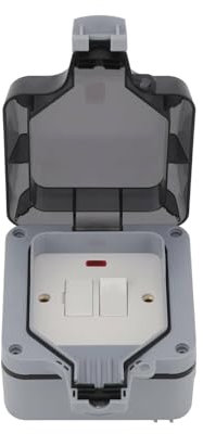 Outdoor Fused Spur Switch IP66 Weatherproof 13A Switched Connection Unit with Power Indicator Heavy Duty Waterproof Fused Outlet for Garden Garage Bathroom ABS Casing Pure Copper Core 113x110x85mm Gre