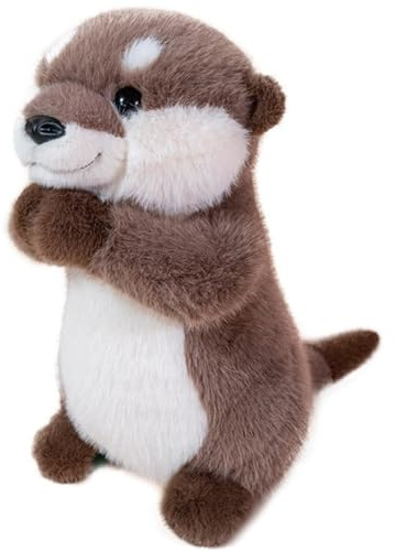 Sixfox 25cm Peluche Loutre, Adorable Animal en Peluche Debout Poupées Capybaras Doux Oreiller en Fourrure for Anniversaire