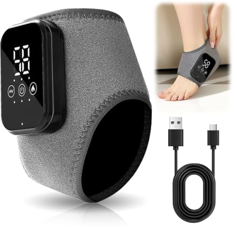 3-In-1-Fußmassager, Neuropathie Massagegerät, Fussmassagegerät Elektrisch, Foot Massage Portable Wiederaufladbar Ankle MassagegeräTe Elektrisch Fußwärmer mit 3 Modi und 3 WäRmestufen (Grau 1pcs)