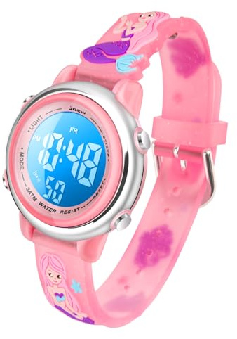 Kinder Uhr Digital 3D Cartoon wasserdichte Kinderuhr für 3-10 Jahre Jungen Mädchen kleines Kind, 7-farbige Hintergrundbeleuchtung, Geschenke für Kinder