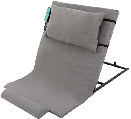 Elektrisch Verstellbar Bettlehne, Seniorenbett Bed Backrest Bis 300kg, Hebematratze Bettrückenlehne with Remote Control, Lifting Bed Backrest mit Pillow, Grey für Nacken Kopf und Lendenwirbelstütze
