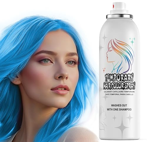 Temporäre Haarfarbenspray | 150ml Sofort Haarfarbenspray für Erwachsene & Kinder | Waschbar & Nicht Klebend, Sanfte Formel, Blau | Halloween, Cosplay, Kostümparty, Feste | Temporäre Haarfarbe für Erwachsene. Sofortiges blaues Haarspray für Halloween, Cosplay, Kostümparty. Leicht auswaschbar.