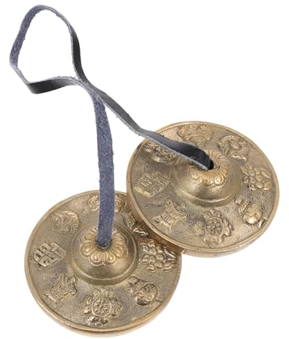 PAMINGONO Handgefertigte Messing Zimbeln für Religiöse Zeremonien mit Tragetasche Tragbar Klarer Hoher Klang für Achtsamkeit und Meditation