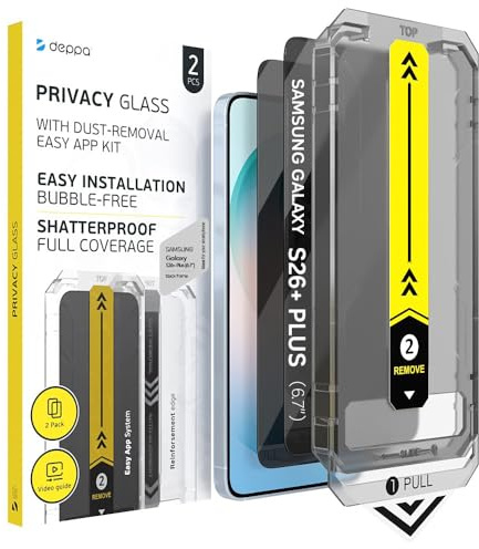 Deppa Privacy Pellicola Protettiva per Samsung Galaxy S26+ Plus (6.7) – Anti Spia Vetro Temperato, Ultra Resistente, Copertura Totale, Anti-Graffio, 2 Pezzi