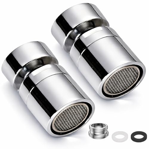 Kit 2 Aeratori Rubinetto 360° in Acciaio Inox – Antischizzo, Risparmio Acqua fino al 70%, Filtro Multistrato, Attacco M22/M24 per Cucina e Bagno (2)