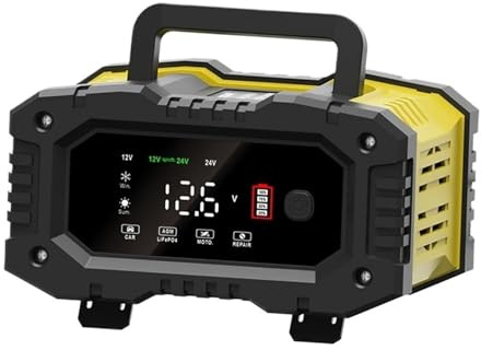 Auto Batterie Ladegerät 20A/10A 12V/24V Voll Automatische Smart 300W/150W Puls Reparatur for AGM Gel NASS Blei Säure Laden Leistungsstarkes Schnellladegerät(12V 10A and 24V 5A)
