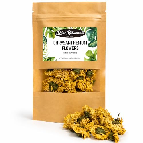 Drink Botanicals Ireland | Dried Yellow Chrysanthemum Flowers | 60+ Flowers | Chrysanthemum For Tea Infusions, Decoration, Caffeine Free |100% Natural | 1.23 Oz, 35G | Gluten Free, Vegan| Loose Leaf