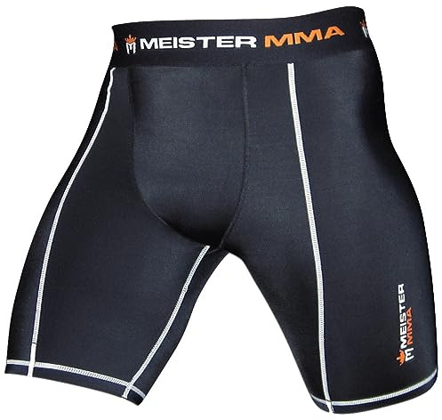 Meister MMA Compresión Rush Pantalones Cortos de Pelea con Bolsillo para Copa - Negro - XXX-Large (40-41)