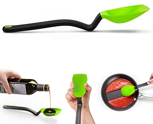 Dreamfarm Supoon Antiaderente Sit-Up Silicone Raschiante, Servire, Cucchiaio da Cucina Misura 5ml Tsp & 15ml Tbsp - 11 Verde