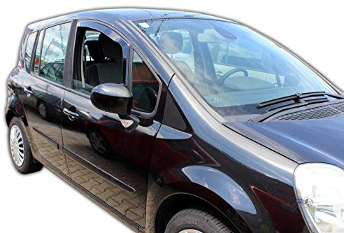 J&J AUTOMOTIVE Heko Déflecteurs d'air et de Vent pour Renault Modus 2004-2012, Lot de 2pcs, Teintés, Avant et Arrière, Aérodynamique