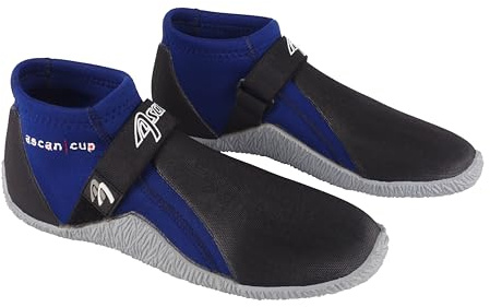 Ascan Cup Dinghy 2 mm Molto Calda e Comoda Scarpa in Neoprene, appositamente progettata per velisti con Collo Rinforzato e Suola Antiscivolo Grigio Chiaro., Blu/Grigio, 47/48 EU