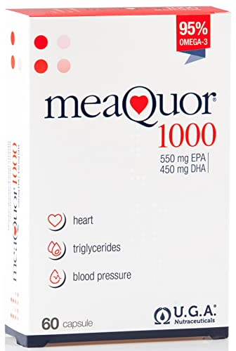 Meaquor 1000 (60 Cápsulas) - Omega 3 IFOS Certificado 5 Estrellas- Omega3 EPA y DHA 1000mg - Libre de Metales Pesados, Sin Sabor a Aceite de Pescado