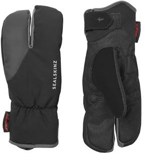 SEALSKINZ Unisex Extreme Cold Weather Cycle Split Finger Glove - Black/Grey, Large