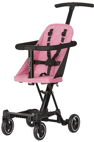 Dream On Me Coast Rider Travel Stroller, Lightweight & Compact Baby Stroller, Theme Park Approved, Book-Folding Design, Adjustable Handle, Soft-Ride Wheels, Converts to Rider & Scooter - Pink