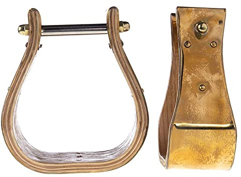 HILASON Étrier de selle de cheval large en bois et laiton 7,6 cm