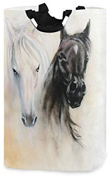 Mnsruu Panier à Linge Pliable avec poignée Noir et Blanc, Panier Rangement