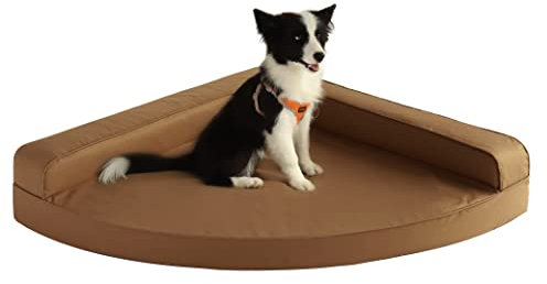 VERCART Orthopädisches Hundebett Grosse Hunde, Ergonomisches Hundekissen Flauschig Eck Hundesofa Wasserdicht rutschfest Hundekorb Hundekörbchen, Hundematte mit Abnehmbarem Waschbarem Bezug, Braun, L