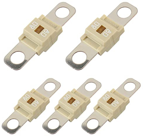 BOJACK Midi Hochstromsicherung Bolt-on Sicherung 80A Ampere weiß für PKW, LKW, Baufahrzeuge, Busse, Wohnwagen (5 Stück 80A)