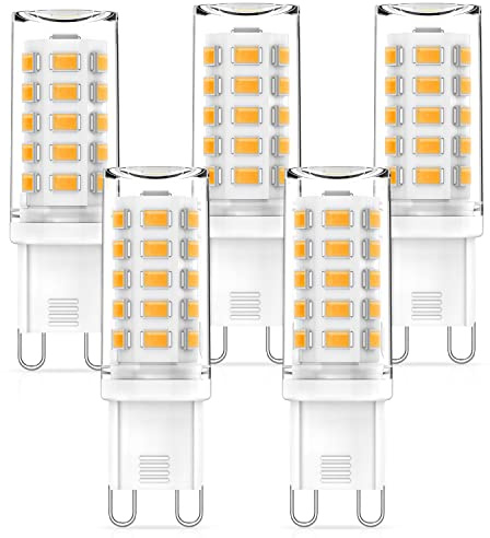 RuLEDne G9 LED Dimmable Bulbs 3 W Warm White 2700 K Bulbs Replacement for 40 W 50 W Halogen Bulbs, 360° Beam Angle, No Flickering, CRI> 83, AC 220-240 V, Standard G9 Socket LED G9 Bulbs, Pack of 5