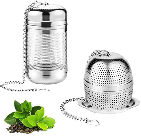 Monsully 2 Piezas Infusor de Té Suelto Acero Inoxidable 304, Colador Grande y Bola Pequeña para Especias y Hierbas