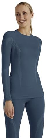 FALKE Wool-Tech Round Neck W L/s Sh lana filo funzionale asciugatura rapida 1 pezzo, Maglia Donna, Blu Capitain 6751, S