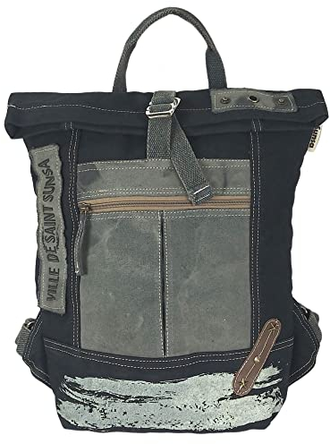 Sunsa Rucksack. XL Leinwand/Canvas Backpack. Rolltop Cityrucksack. Daypack in Vintage Stil. Freizeitrucksack mit 19 Liter Kapazität