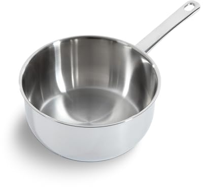 BK Bright 18/10 Edelstahl Topf Ø 20 cm, Professionelles Kochen, Unbeschichtet, 3-Ply, Bleiben-Kühl Griff, Induktionsgeeignet, Edelstahl Poliert, Backofenfest Bis 230°C, Spülmaschinenfest, Silber
