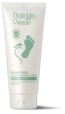 Bottega Verde - Crema Piedi Rinfrescante, 100 ml, con Olio Essenziale di Menta e Amido di Riso, Sollievo e Benessere per Piedi Affaticati, Azione Rinfrescante e Assorbente