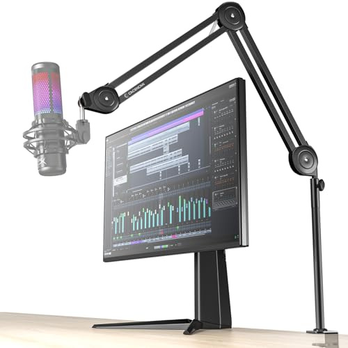 Overhead Mikrofon Arm [40 cm erhöhen]-Professioneller Mikrofon Ständer kompatibel mit HyperX QuadCast,Blue Yeti Mikrofon Arm,360 ° drehbarer,mit 3/8 auf 5/8 Schraubadapter,für Aufnahme,Podcasting