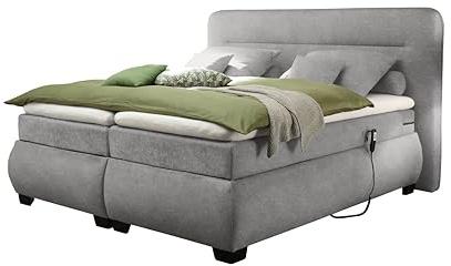 Evolution 2 Boxspringbett 180x200 elektrisch verstellbar, Schlamm - Bequemes Doppelbett mit 7-Zonen Federkern Matratze & Komfortschaum Topper - 210 x 122 x 220 cm (B/H/T)