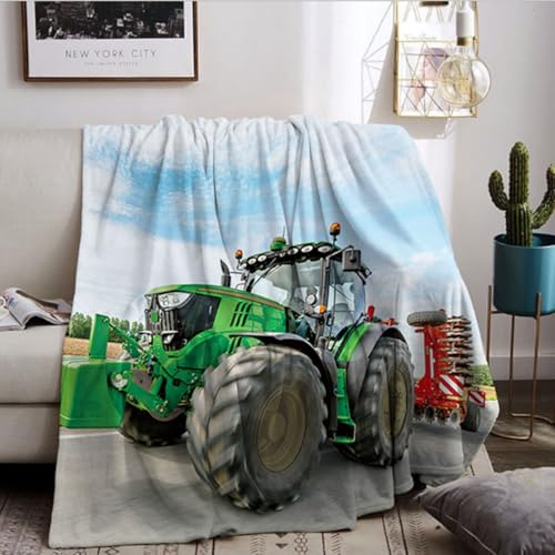 LXTOPN Traktor Decke, Farm Theme Flanelldecke, Für Kinder Jungen Erwachsene, Weiche Warme 150×200cm (Traktor, 150×200cm)