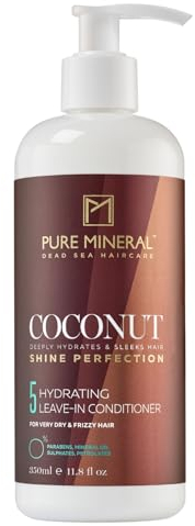 Pure Mineral - Conditioner Senza Risciacquo all'Olio di Cocco - Idratazione e Luminosità per Capelli Secchi - Senza solfati, parabeni, petrolati - 350ml