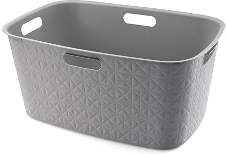 CURVER Wäschekorb Softex 45 l – Elegantes Design – leicht und praktisch – 70% recycelt – 59 x 39 x 27 cm – Taupe