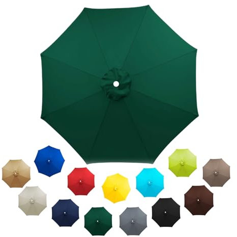 Sonnenschirm-Ersatzabdeckung, Terrassenschirm Ersatzbezug Ersatz-Regenschirmstoff, Marktschirm Ersatz Baldachin Bespannung für Tischschirme im Freien Anti-Ultraviolett-Überdachungsabdeckung(Green,6 ri