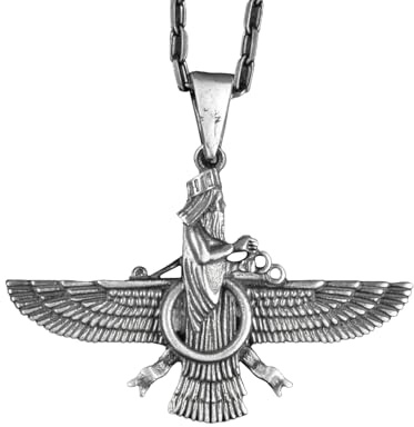 KAMBO Herren-Halskette mit Anhänger aus 925 K Sterlingsilber, Faravahar-Halskette, persisches Symbol des Zoroastrismus, spiritueller Schmuck