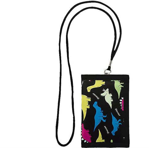 Glamifyr Dinosaurier Geldbeutel für Kinder - Portmonee mit Dreifach Gefaltetem Brustbeutel und Sicherheitskordel für Mädchen und Jungen