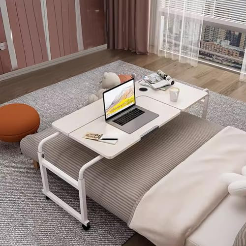 KHLMSRXJ Table de lit, Bureau au-Dessus du lit, Table de lit avec roulettes, Hauteur réglable, Bureau Roulant pour lit, Plateau réglable à 8 Niveaux, inclinable, Table d'hôpital Mobile au-d