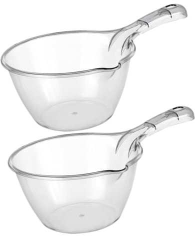 MAGICLULU Cucharón Para Bañera y Cocina Mango Largo, Plástico Resistente Gris, Reutilizable y Grueso, Adecuado Para Regar Plantas y Uso Baño, Pack De 2 Unidades