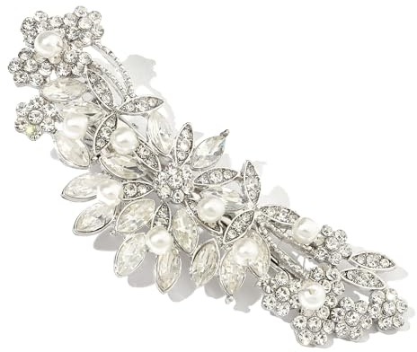 Hapibuy Crystal Rhinestone Pearl Hair Clip Comb Silver Wedding Hair Acessory Bridal Hair Pins Bride Headpiece