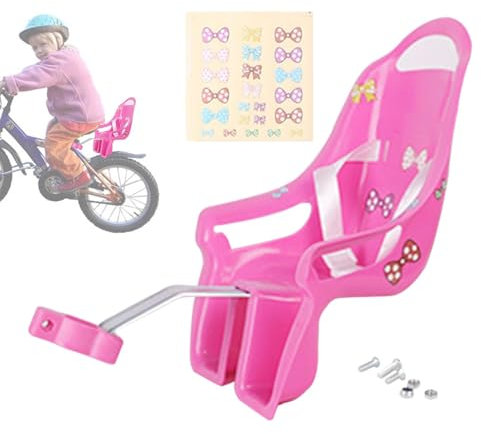 Puppenfahrradsitz Für Mädchenfahrrad, Puppen Fahrradsitz mit -Aufklebern, Babypuppen-Fahrradträger, Dekorativer Puppenstuhl mit Aufklebern für Mädchen