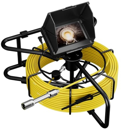 ESANHAO Telecamera ispezione tubi 20 metri con DVR Telecamera per Ispezione Tubi Fognature, 12 Luci Led Regolabili, Scheda da 16GB inclusa (17mm)