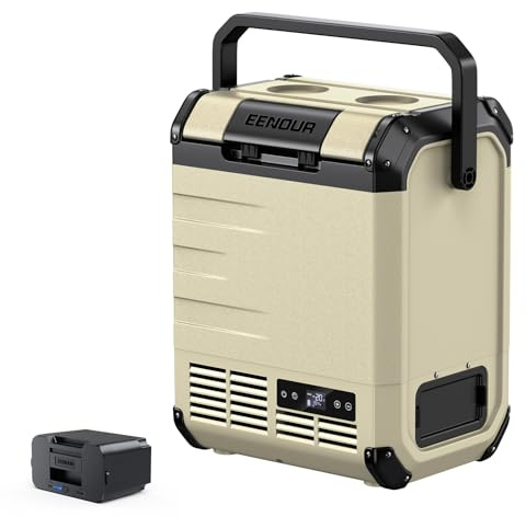 EENOUR Réfrigérateur de voiture D10 12 V, congélateur portable avec batterie de 10 l et refroidisseur solaire 25 W, -4 ~ 10 °C, 12/24 V CC, 110 ~ 240 V AC, idéal pour 2 personnes, voyages, camion