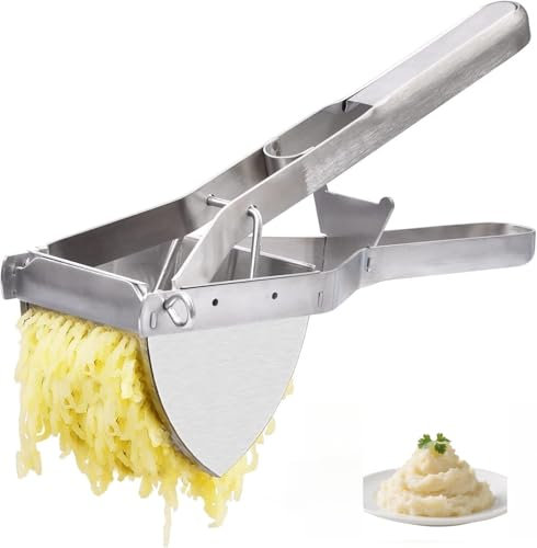 KISPATAI Potato Ricer,Multifunctional Fruit Vegetable Masher for Smooth Fluffy Mashed Potatoes,Stainless Steel Potato Ricer