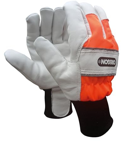 OREGON Gants de travail hiver Cuir isolant pour sylviculture, jardinage & travaux extérieurs, protection renforcée des articulations & poignets, détails réfléchissants de sécurité – Taille L