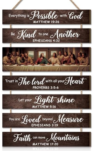 CHDITB The Last Supper Wall art,Christian Religious Quotes Sign,Christian Jesus Decorations,Bible Verse Door Sign,Scripture Art Inspirational Bible Verse Wall Art for Bedroom Living Room Decor