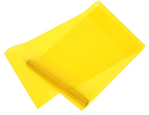 Lurrose Película para Ventanas de Bricolaje Autoadhesiva Amarilla de Pet Diseño Transparente y Protección Solar para Decoración del Hogar y Control Térmico