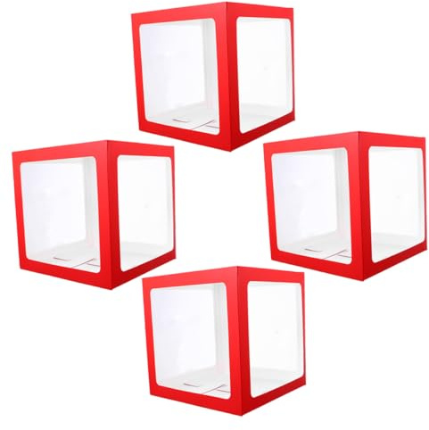 Hohopeti 4 Stück Quadratische Ballonbox aus Papier Verschleißfest und Langlebig Transparente Partydeko für Geburtstagsfeiern Hochzeiten und Verlobungen