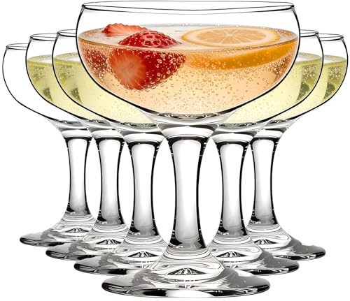 MYKAGS Martini Glasses Set of 6, 150 ML Champagne Saucers, Martini Prosecco Gin Butterfly-Shaped Glass Set, European-Style Vintage Cocktail Glasses, Ideal for Home Parties and Bars