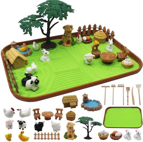 31 Pcs Zen Garden Kit for Desk,Sand Zen Garden Gifts Mini Sandbox Set with Wooden Tray & Rake,Japanese Gift Set for Relaxation, Office Desk Decor