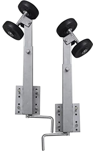 GeenYuu Boat Trailer Supports Double Castors with Steel Frame Adjustable 59-84 cm Set of 2 for Boat Trailers and Trailers with Rubber Wheels for Secure Support at the Port and Beach